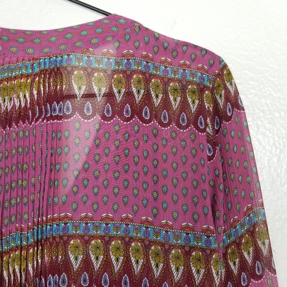 Sundance Silk & Lace Patterned Top Button-Up M - Picture 5 of 7